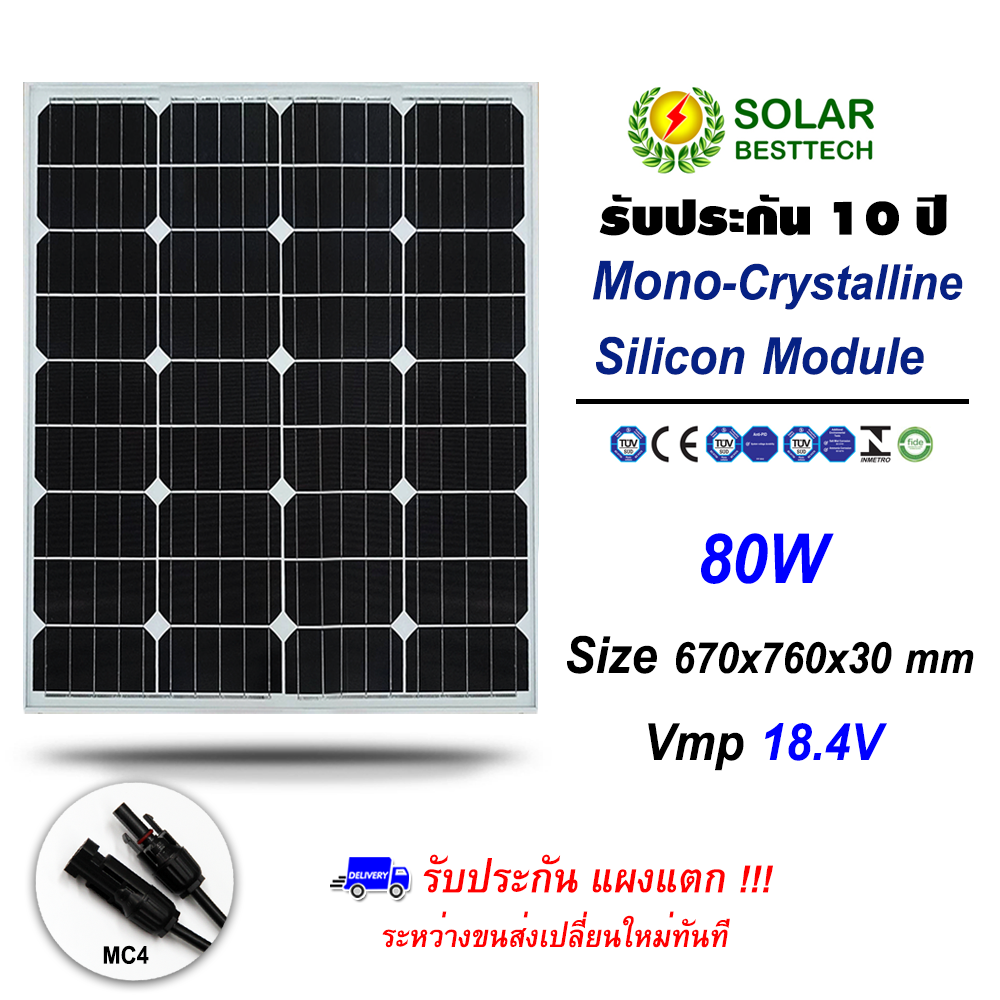 Solar Panel แผงโซล่าเซลล์ 80W Mono
