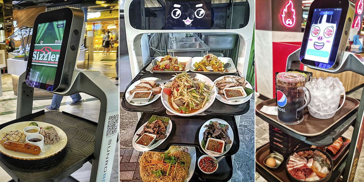 หุ่นยนต์บริการ (Delivery Robot) หุ่นยนต์เสิร์ฟอาหาร สำหรับธุรกิจร้านอาหาร  By Sunrobotics & Ai