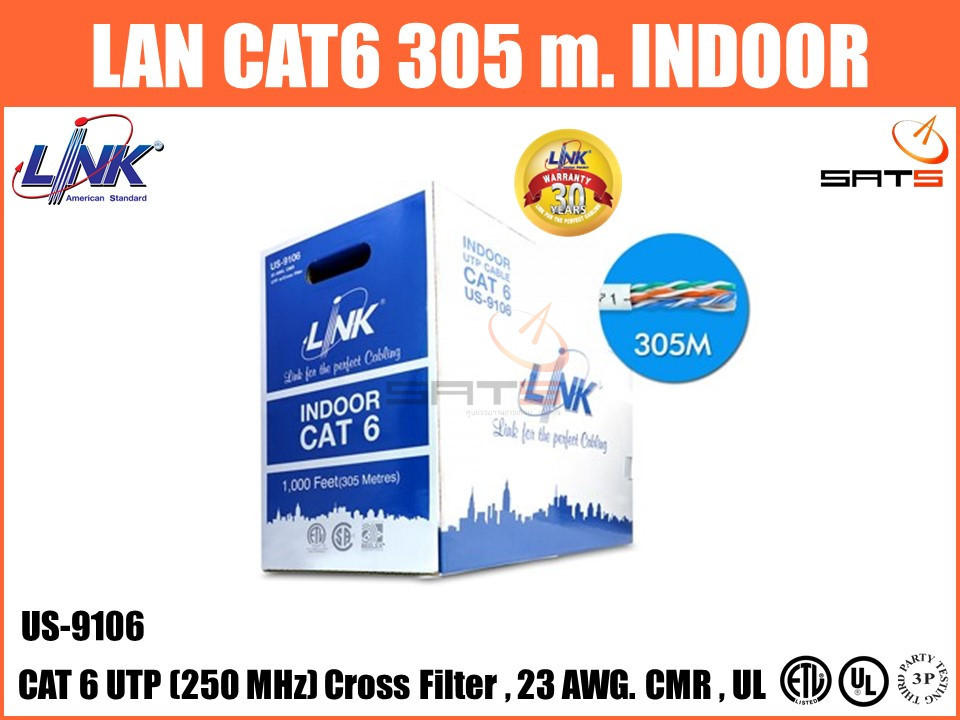 สาย Lan Cat 6E Indoor 305 เมตร Us-9106