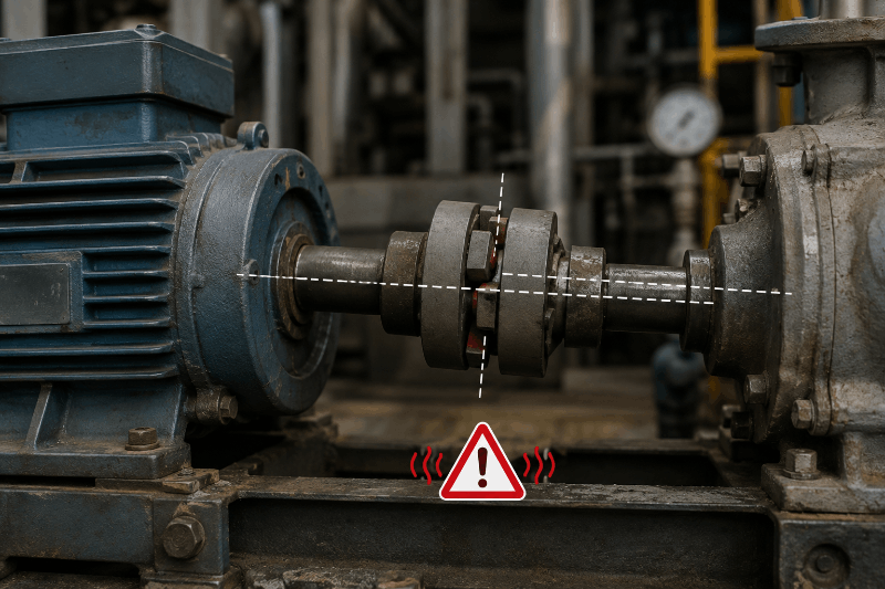 Coupling Misalignment ทำให้เพลาเยื้องศูนย์และเกิดแรงสั่น