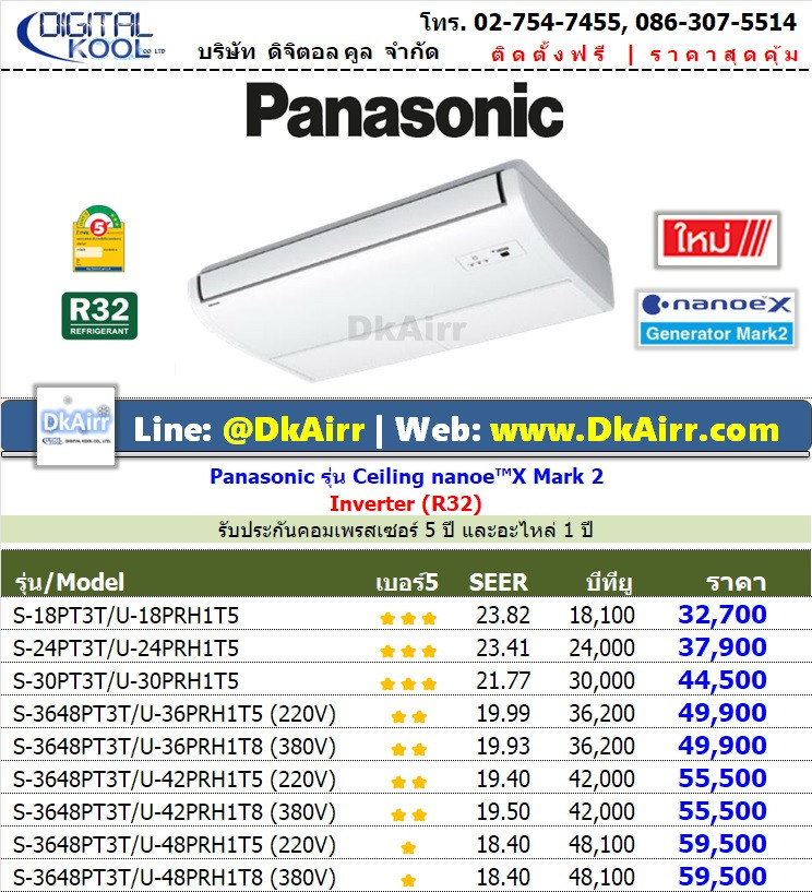 Panasonic รุ่น S-PT3T (nanoe™X Mark2) เบอร์5 (R32) ปี2023