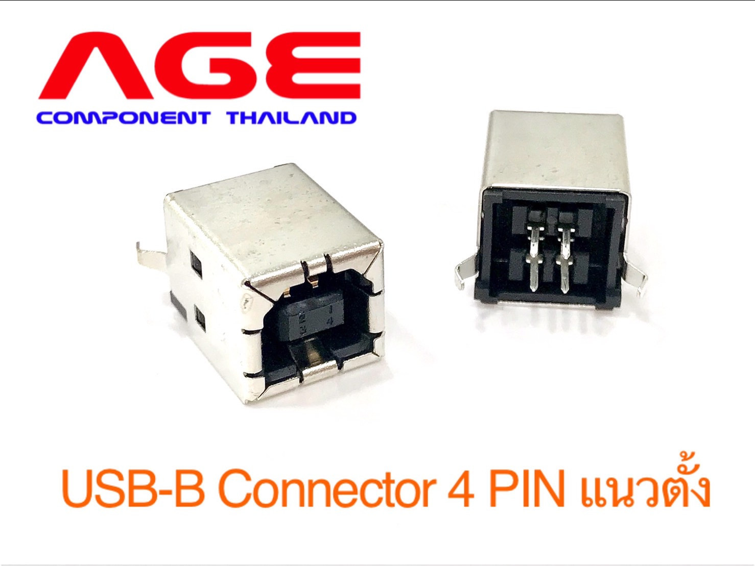 USB Type B Connector 4 PIN (แนวตั้ง)