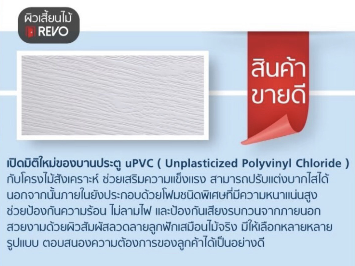 PNR-002 ประตู UPVC ซีรี่ REV0 สำหรับใช้ภายนอกและภายใน Polywood